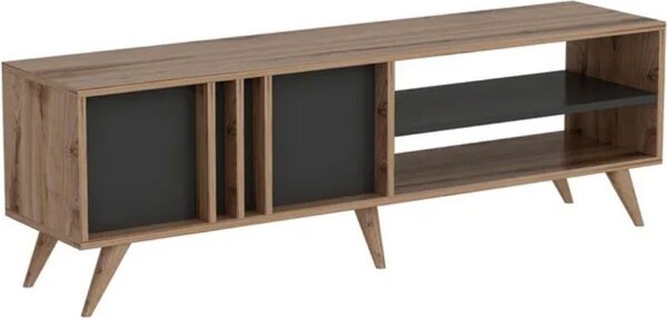 DecHome Mobile TV Scandinavo 2 Ante 2 Vani a Giorno Dimensioni 150x35x48 cm colore Noce - Rilla