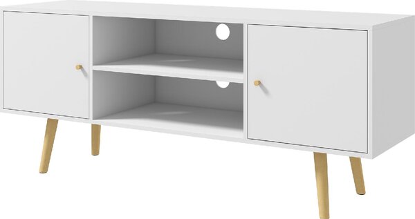 DecHome Mobile TV Scandinavo 2 Ante 2 Vani a Giorno Dimensioni 120x34x50 cm colore Bianco