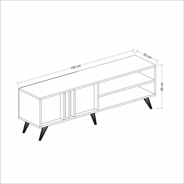 DecHome Mobile TV Scandinavo 2 Ante 2 Vani a Giorno Dimensioni 150x35x48 cm colore Noce - Rilla