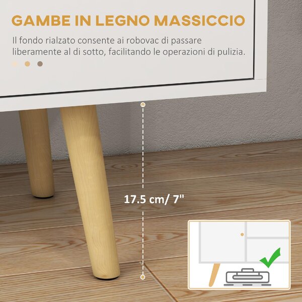 DecHome Mobile TV Scandinavo 2 Ante 2 Vani a Giorno Dimensioni 120x34x50 cm colore Bianco