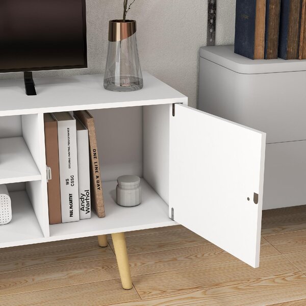 DecHome Mobile TV Scandinavo 2 Ante 2 Vani a Giorno Dimensioni 120x34x50 cm colore Bianco