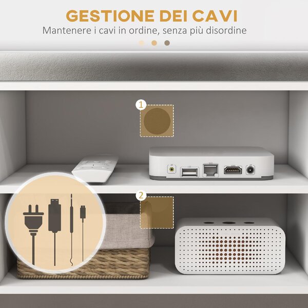DecHome Mobile TV Scandinavo 2 Ante 2 Vani a Giorno Dimensioni 120x34x50 cm colore Bianco