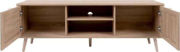 DecHome Mobile TV Scandinavo 2 Ante 2 Vani a Giorno in Legno Dimensioni 150x40x52 cm colore Quercia - Bali