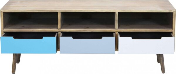 DecHome Mobile TV Scandinavo 3 Cassetti 3 Vani a Giorno Dimensioni 120x35,5x29,5 cm colore Multicolore