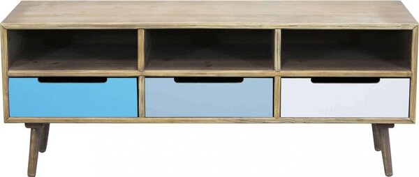 DecHome Mobile TV Scandinavo 3 Cassetti 3 Vani a Giorno Dimensioni 120x35,5x29,5 cm colore Multicolore