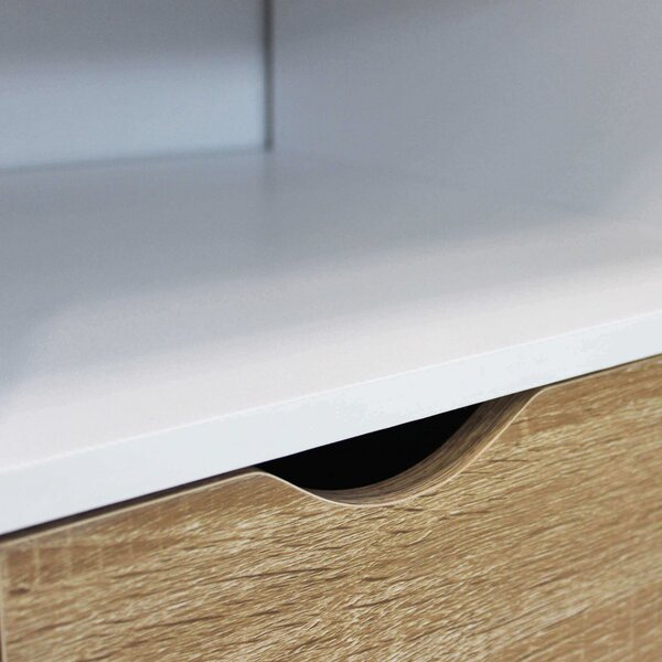 DecHome Mobile TV Scandinavo 2 Cassetti 4 Vani a Giorno in Legno Dimensioni 117x39x58 cm colore Bianco - Brody
