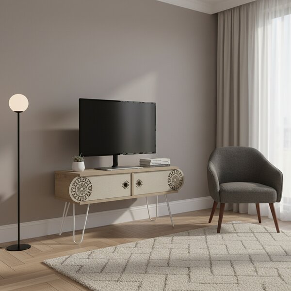 DecHome Mobile TV Scandinavo 2 Ante Dimensioni 106x30x48 cm colore Rovere - Illia