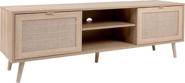 DecHome Mobile TV Scandinavo 2 Ante 2 Vani a Giorno in Legno Dimensioni 150x40x52 cm colore Quercia - Bali