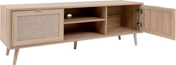 DecHome Mobile TV Scandinavo 2 Ante 2 Vani a Giorno in Legno Dimensioni 150x40x52 cm colore Quercia - Bali