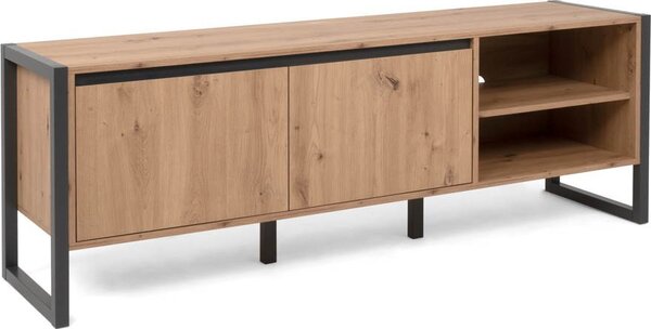 DecHome Mobile TV Scandinavo 2 Ante 2 Vani a Giorno in Legno Dimensioni 160x40x55 cm colore Quercia - Denver