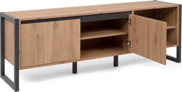 DecHome Mobile TV Scandinavo 2 Ante 2 Vani a Giorno in Legno Dimensioni 160x40x55 cm colore Quercia - Denver