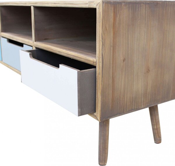 DecHome Mobile TV Scandinavo 3 Cassetti 3 Vani a Giorno Dimensioni 120x35,5x29,5 cm colore Multicolore