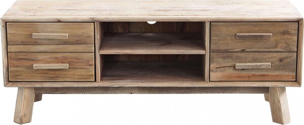 DecHome Mobile TV Scandinavo 4 Cassetti 2 Vani a Giorno in Legno Dimensioni 130x40x48 cm colore Legno
