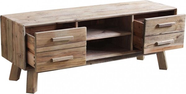 DecHome Mobile TV Scandinavo 4 Cassetti 2 Vani a Giorno in Legno Dimensioni 130x40x48 cm colore Legno