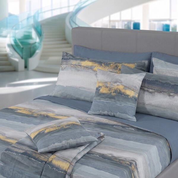Copripiumino Con Federe MATRIMONIALE - 255X255 2 FEDERE50X80 Moma BLUE Percalle Caleffi