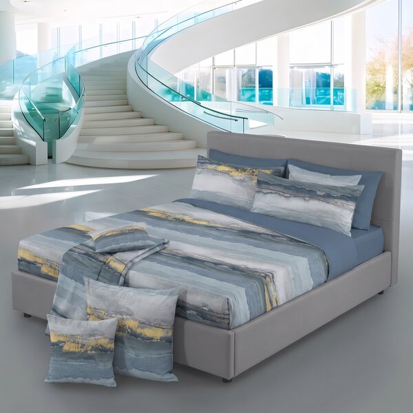 Copripiumino Con Federe MATRIMONIALE - 255X255 2 FEDERE50X80 Moma BLUE Percalle Caleffi