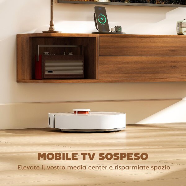 DecHome Mobile TV Sospeso Moderno 1 Anta 2 Vani a Giorno Dimensioni 120x24x22,4 cm colore Noce