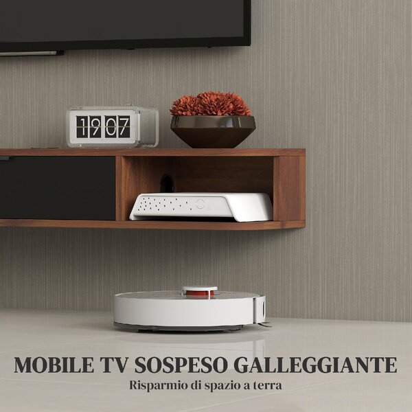 DecHome Mobile TV Sospeso Moderno 1 Anta 2 Vani a Giorno Dimensioni 120x24x16 cm colore Noce