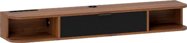 DecHome Mobile TV Sospeso Moderno 1 Anta 2 Vani a Giorno Dimensioni 120x24x16 cm colore Noce
