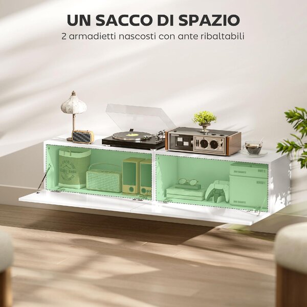 DecHome Mobile TV Sospeso Moderno 1 Anta Dimensioni 140x33x29,8 cm colore Bianco