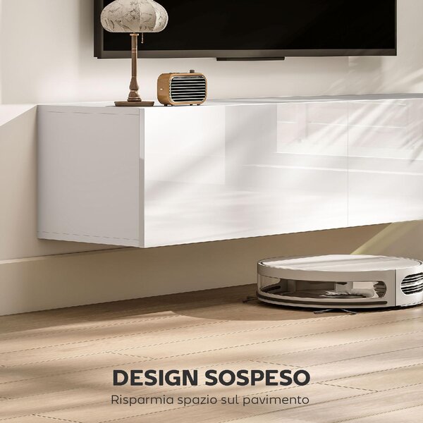 DecHome Mobile TV Sospeso Moderno 1 Anta Dimensioni 140x33x29,8 cm colore Bianco