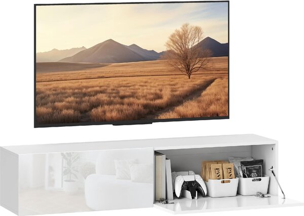 DecHome Mobile TV Sospeso Moderno 1 Anta Dimensioni 140x33x29,8 cm colore Bianco