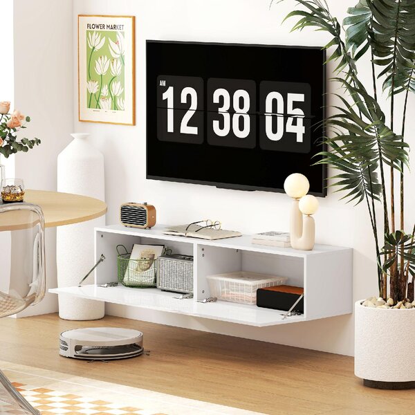 DecHome Mobile TV Sospeso Moderno 1 Anta Dimensioni 140x33x29,8 cm colore Bianco