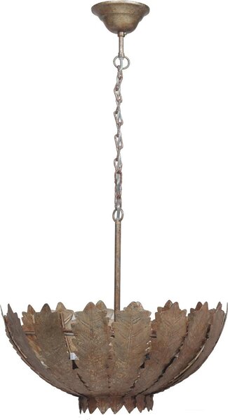 Lampada a sospensione Padiro, 77 x 77 x 31 cm, color oro, realizzata in ferro, con motivo a foglia