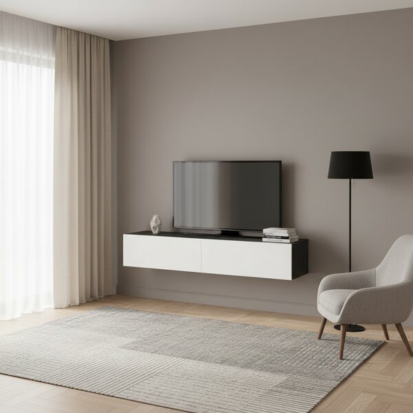 DecHome Mobile TV Sospeso Moderno 2 Ante Dimensioni 135x31,7x25 cm colore Antracite - Francy
