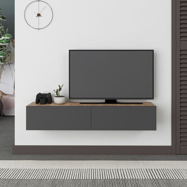 DecHome Mobile TV Sospeso Moderno 2 Ante Dimensioni 135x31,7x25 cm colore Rovere - Francy