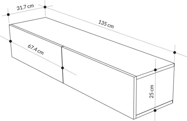 DecHome Mobile TV Sospeso Moderno 2 Ante Dimensioni 135x31,7x25 cm colore Antracite - Francy