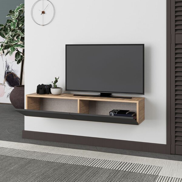 DecHome Mobile TV Sospeso Moderno 2 Ante Dimensioni 135x31,7x25 cm colore Rovere - Francy