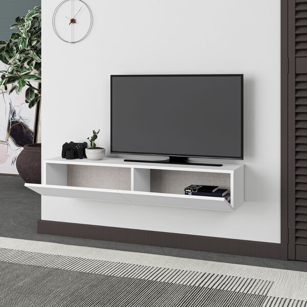 DecHome Mobile TV Sospeso Moderno 2 Ante Dimensioni 135x31,7x25 cm colore Bianco - Francy