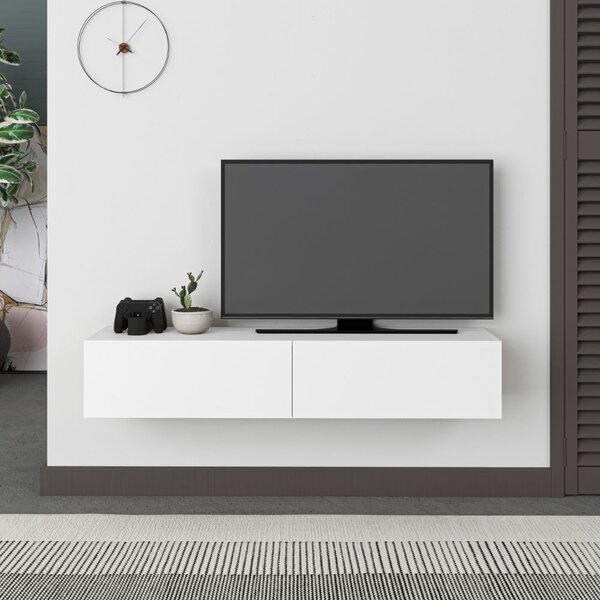 DecHome Mobile TV Sospeso Moderno 2 Ante Dimensioni 135x31,7x25 cm colore Bianco - Francy