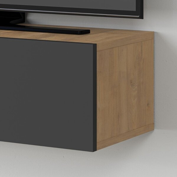 DecHome Mobile TV Sospeso Moderno 2 Ante Dimensioni 135x31,7x25 cm colore Rovere - Francy