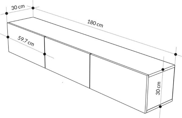 DecHome Mobile TV Sospeso Moderno 3 Ante Dimensioni 180x30x30 cm colore Bianco - Francy