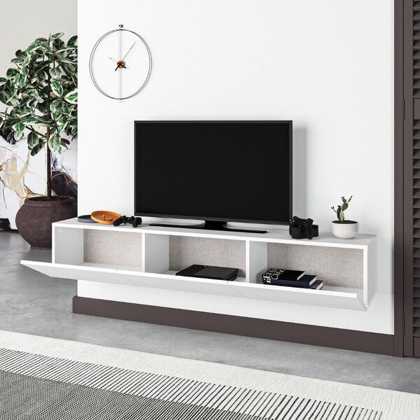 DecHome Mobile TV Sospeso Moderno 3 Ante Dimensioni 180x30x30 cm colore Bianco - Francy