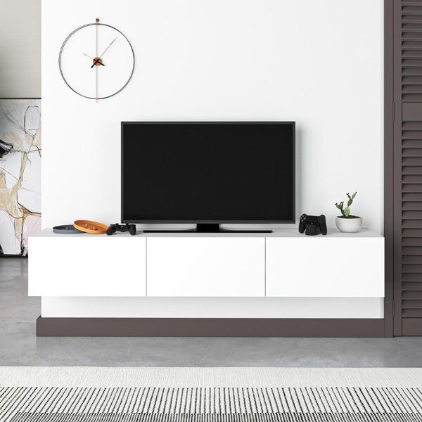 DecHome Mobile TV Sospeso Moderno 3 Ante Dimensioni 180x30x30 cm colore Bianco - Francy