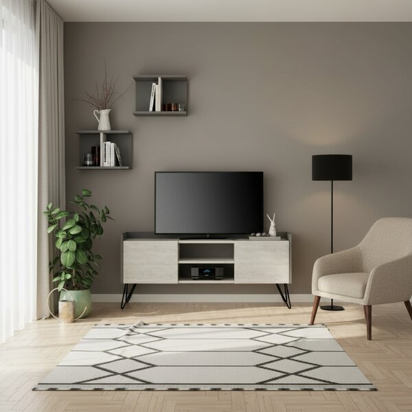 DecHome Mobile TV Vintage 2 Ante 2 Vani a Giorno Dimensioni 56,5x125,5x33 cm colore Antracite - Klappe