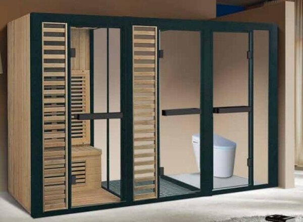 Saunaraum Saunakabine Trockensauna Dusch-Sauna-Kombination 300x120 cm