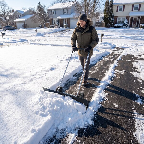 Outsunny Pala da neve 95 cm extra larga in alluminio antiscivolo, angolata, con ruote regolabili | Aosom Italy