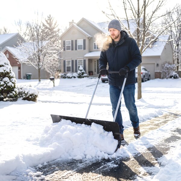 Outsunny Pala da neve 95 cm extra larga in alluminio antiscivolo, angolata, con ruote regolabili | Aosom Italy