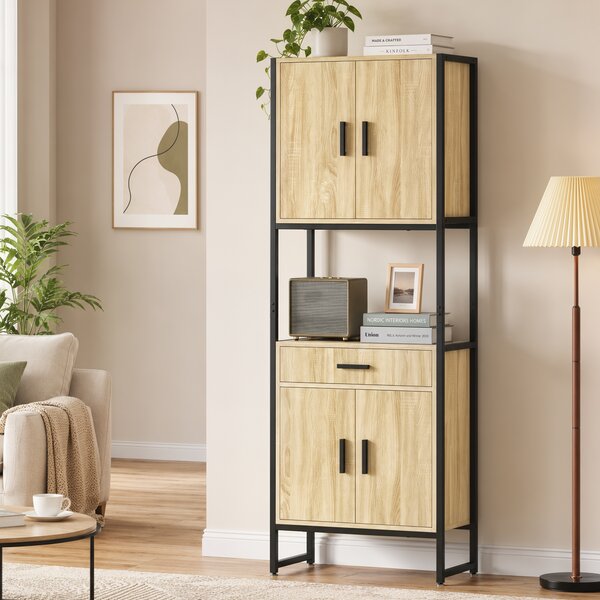 HOMCOM Armadio da cucina con 4 ante soft-close, cassetto e piano di lavoro, 60x30x170 cm, legno | Aosom Italy