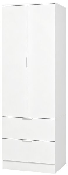 HOMCOM Armadio guardaroba con 2 ante soft-close, 2 cassetti e asta, 60x47x180 cm, bianco | Aosom Italy