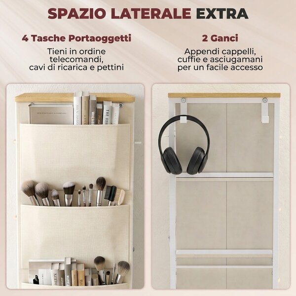 HOMCOM Cassettiera con 8 cassetti in tessuto e struttura in acciaio, beige | Aosom Italy