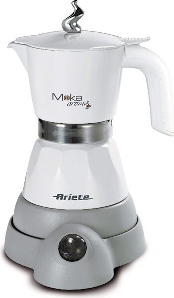 Ariete Moka Aroma Elettrica 1358 Caffettiera elettrica Moka 2 o 4 Tazze Caff Macinato in Polvere colore Bianco