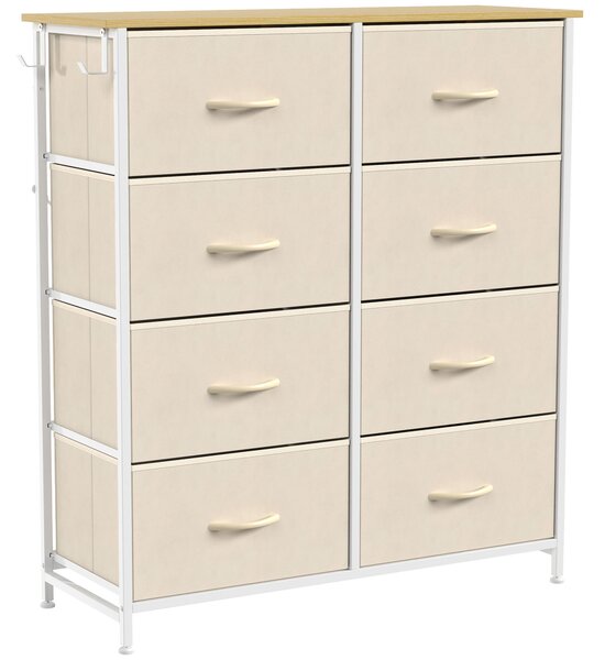 HOMCOM Cassettiera con 8 cassetti in tessuto e struttura in acciaio, beige | Aosom Italy