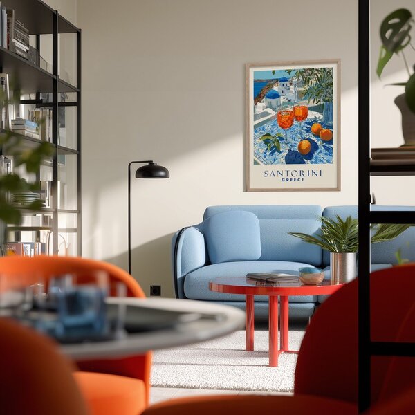 Dipinto stampato con cornice inclusa 50x70 cm Santorini – Styler