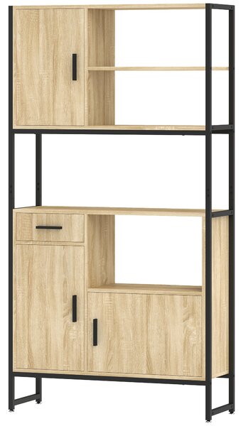 HOMCOM Armadio da cucina con 3 ante soft-close, cassetto, piano di lavoro e nicchie, legno | Aosom Italy