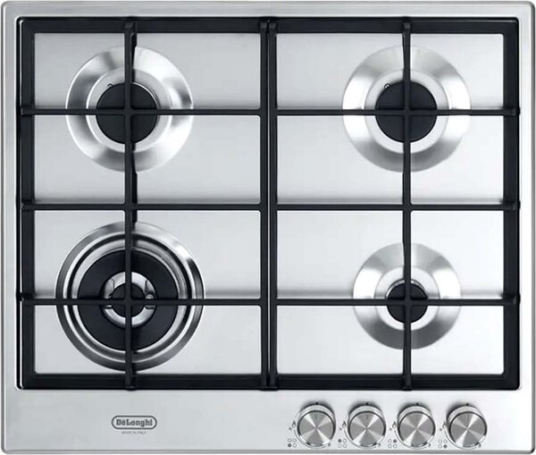 De Longhi NSL460X Piano Cottura 4 Fuochi a Gas 60 cm Piano in Acciaio Inossidabile colore Inox